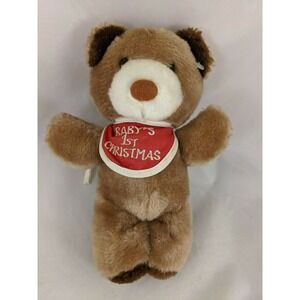 Wallace Berrie Bear Plush Babys First Christmas 8 Inch 1981 Stuffed Animal Toy